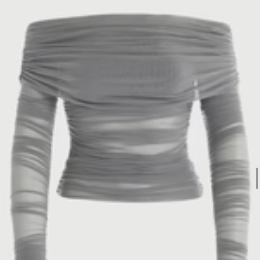 Naked Wardrobe Gray Off-Shoulder Blouse